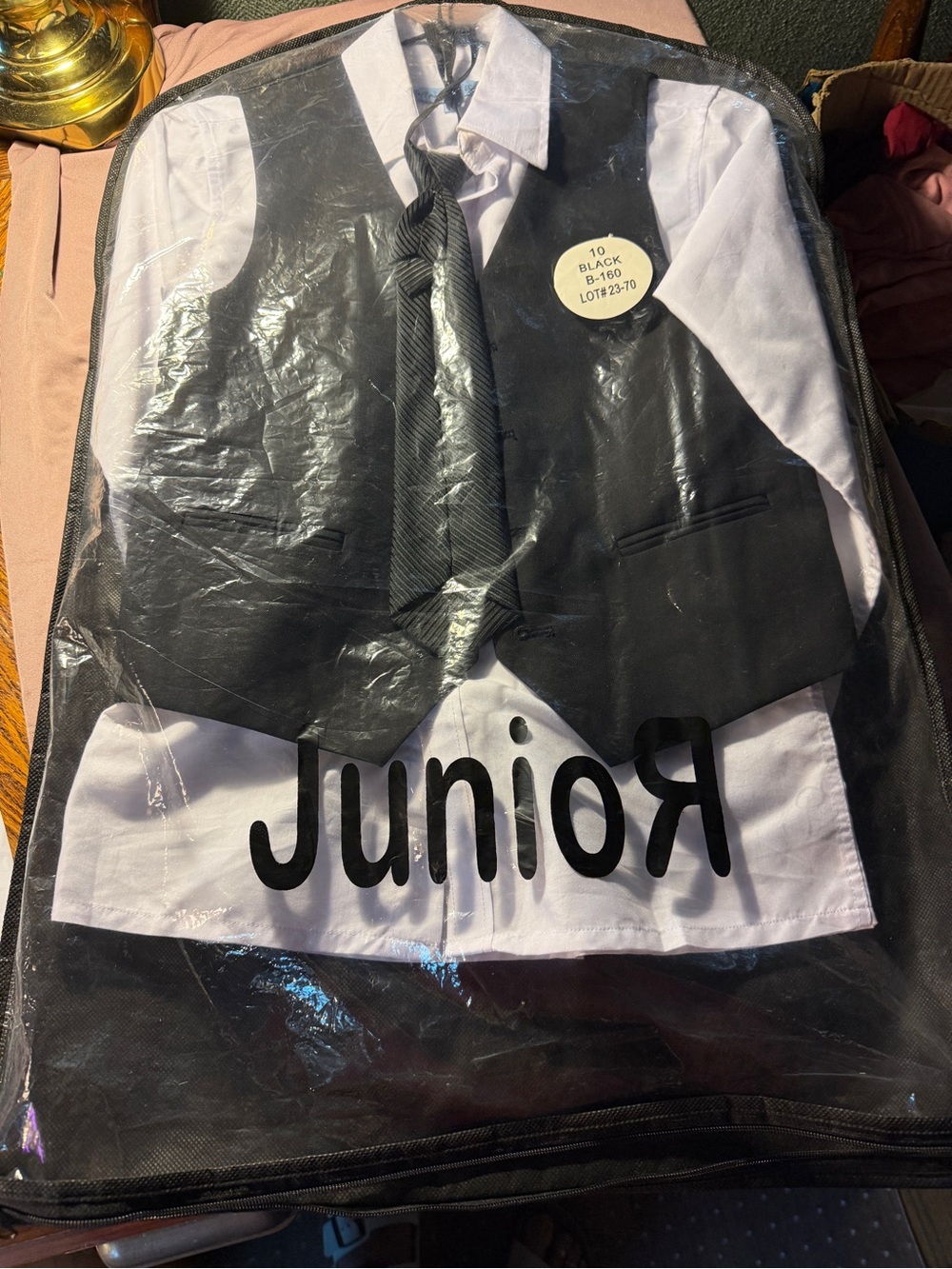 Junior Kids Black Vest & Tie Set - Formal Shirt Included